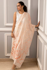 The Abstract Rose Ombre | Embroidered Fine Wool Silk Stole