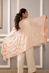 The Abstract Rose Ombre | Embroidered Fine Wool Silk Stole