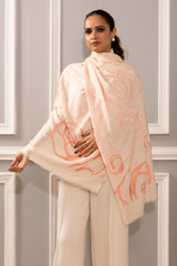The Abstract Rose Ombre | Embroidered Fine Wool Silk Stole