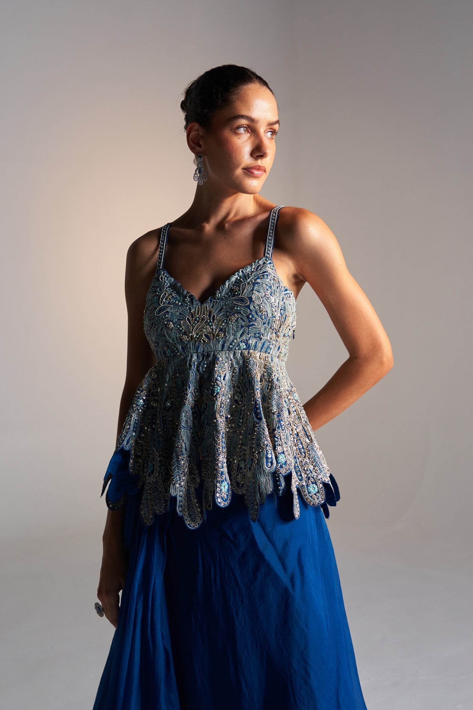 Peplum Organza Top&
Skirt set