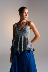 Peplum Organza Top&
Skirt set