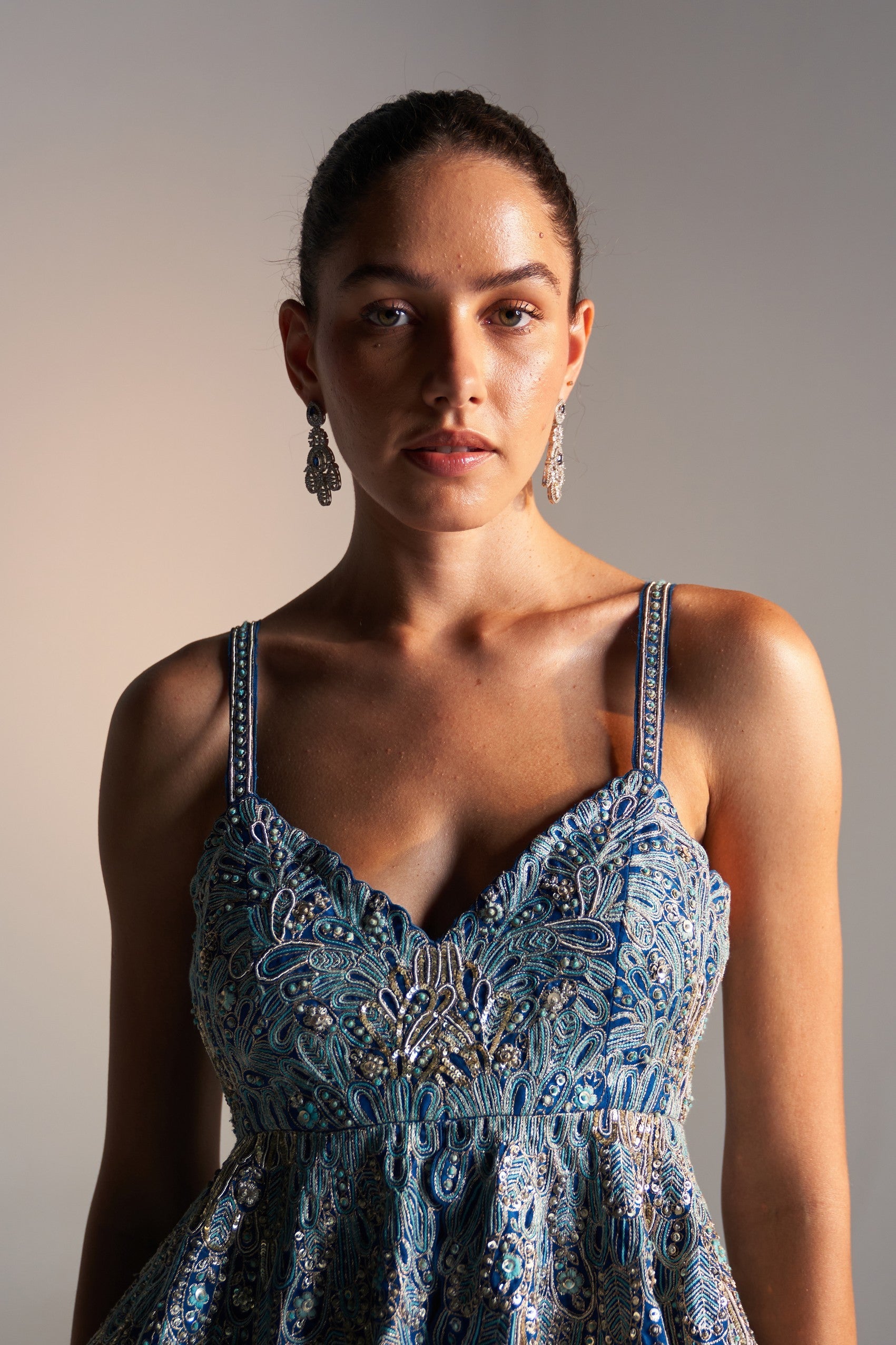 Peplum Organza Top&
Skirt set
