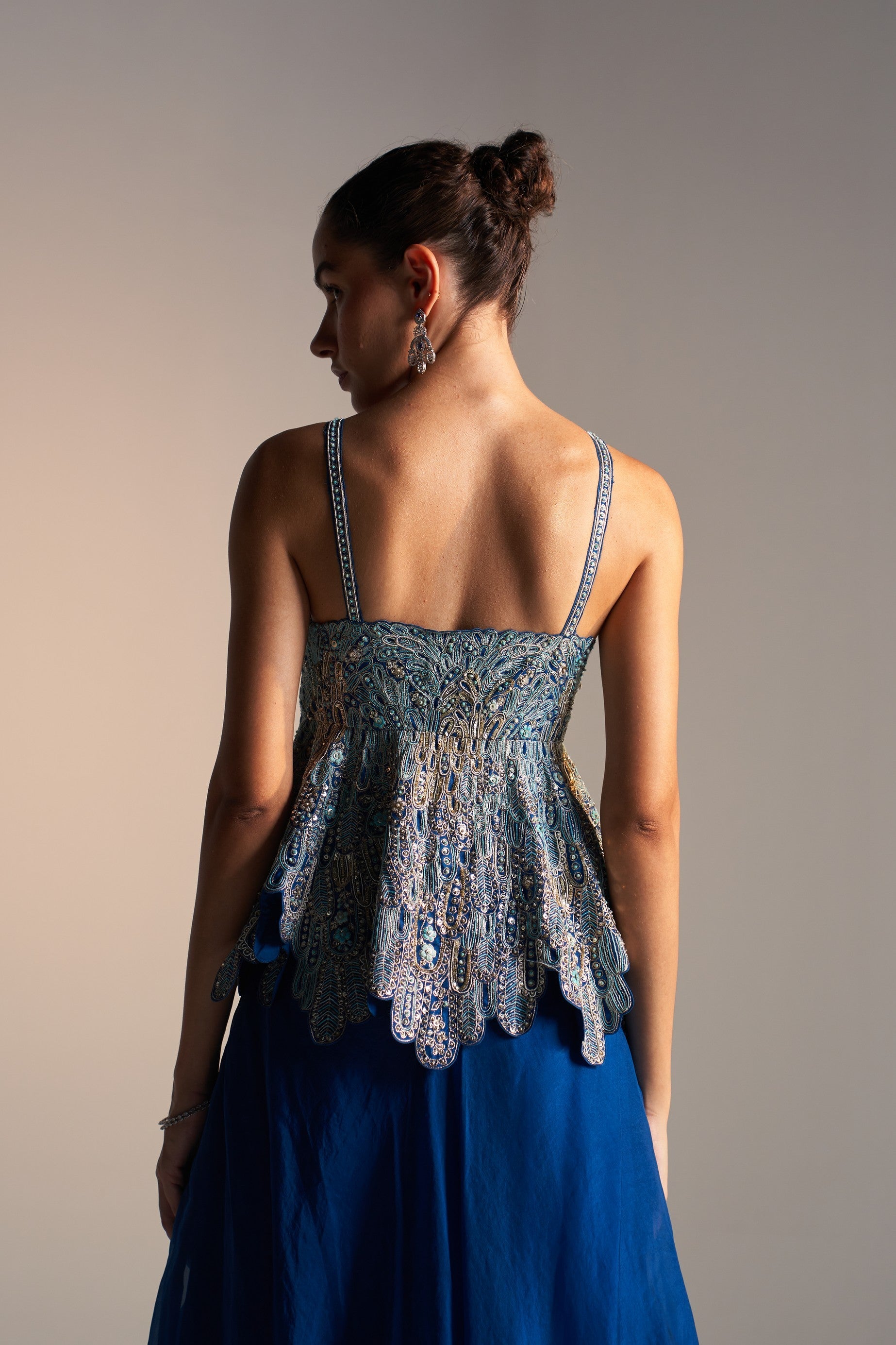 Peplum Organza Top&
Skirt set
