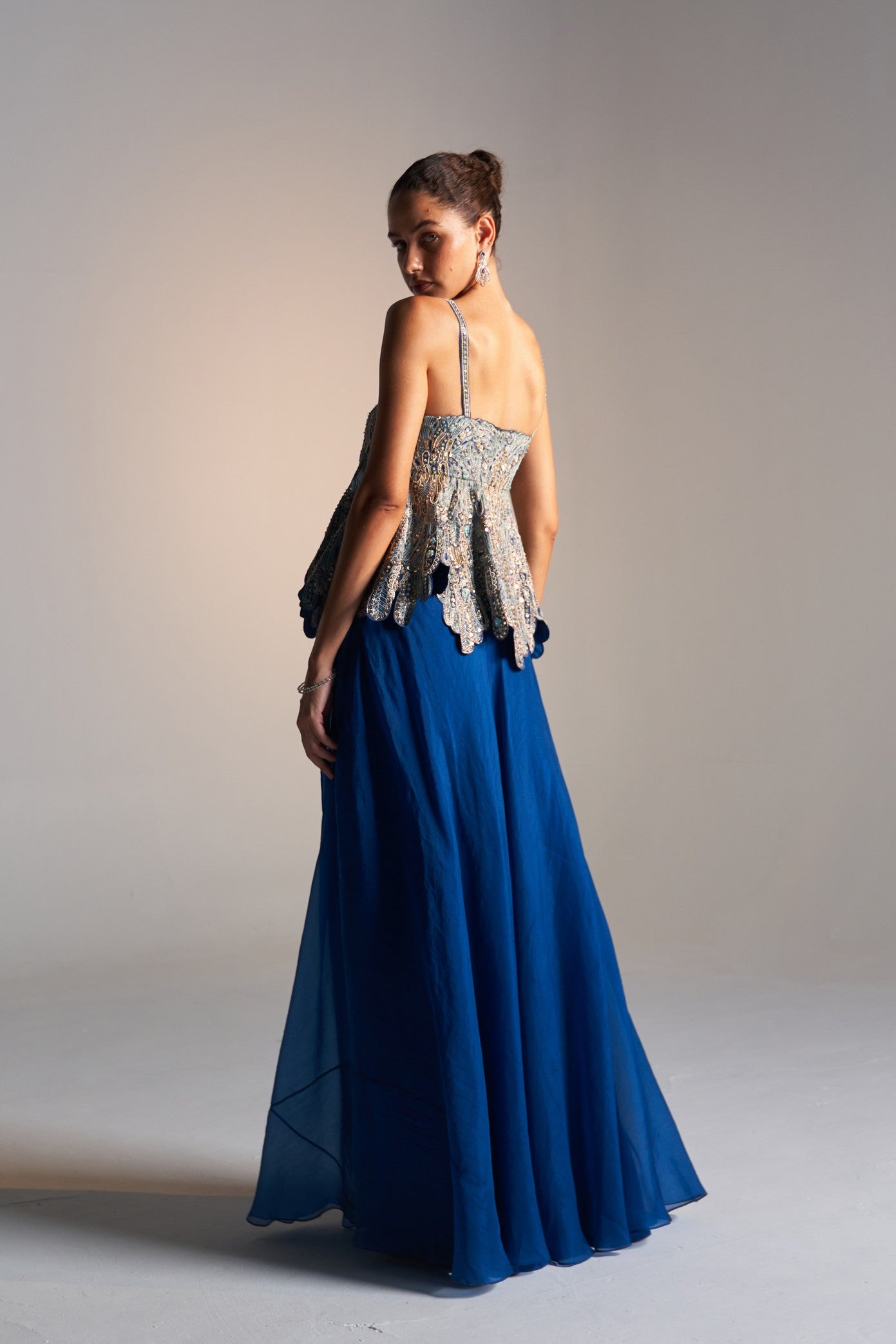Peplum Organza Top&
Skirt set