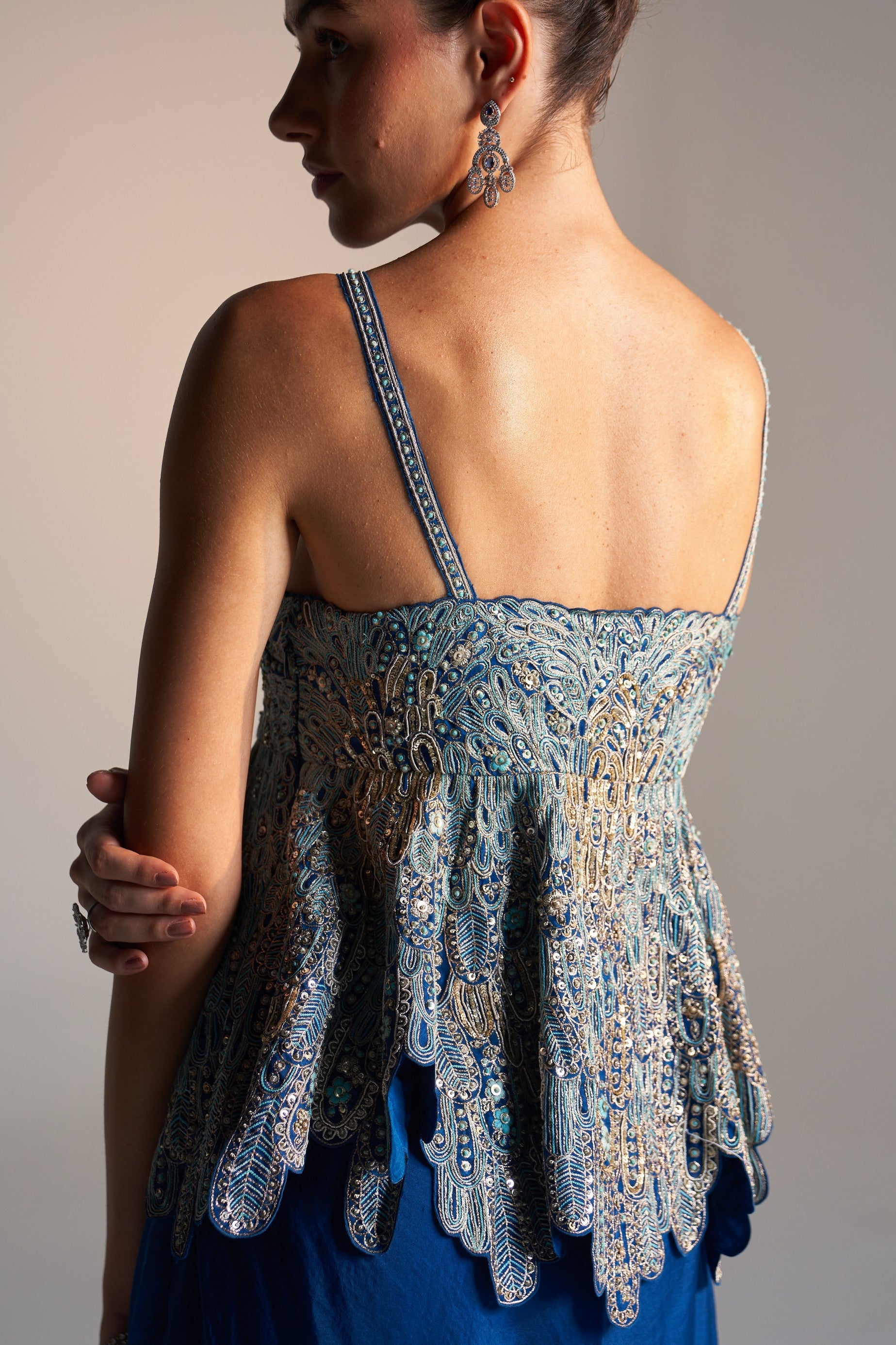 Peplum Organza Top&
Skirt set