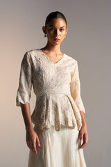 Pigeon white top
&
skirt set
