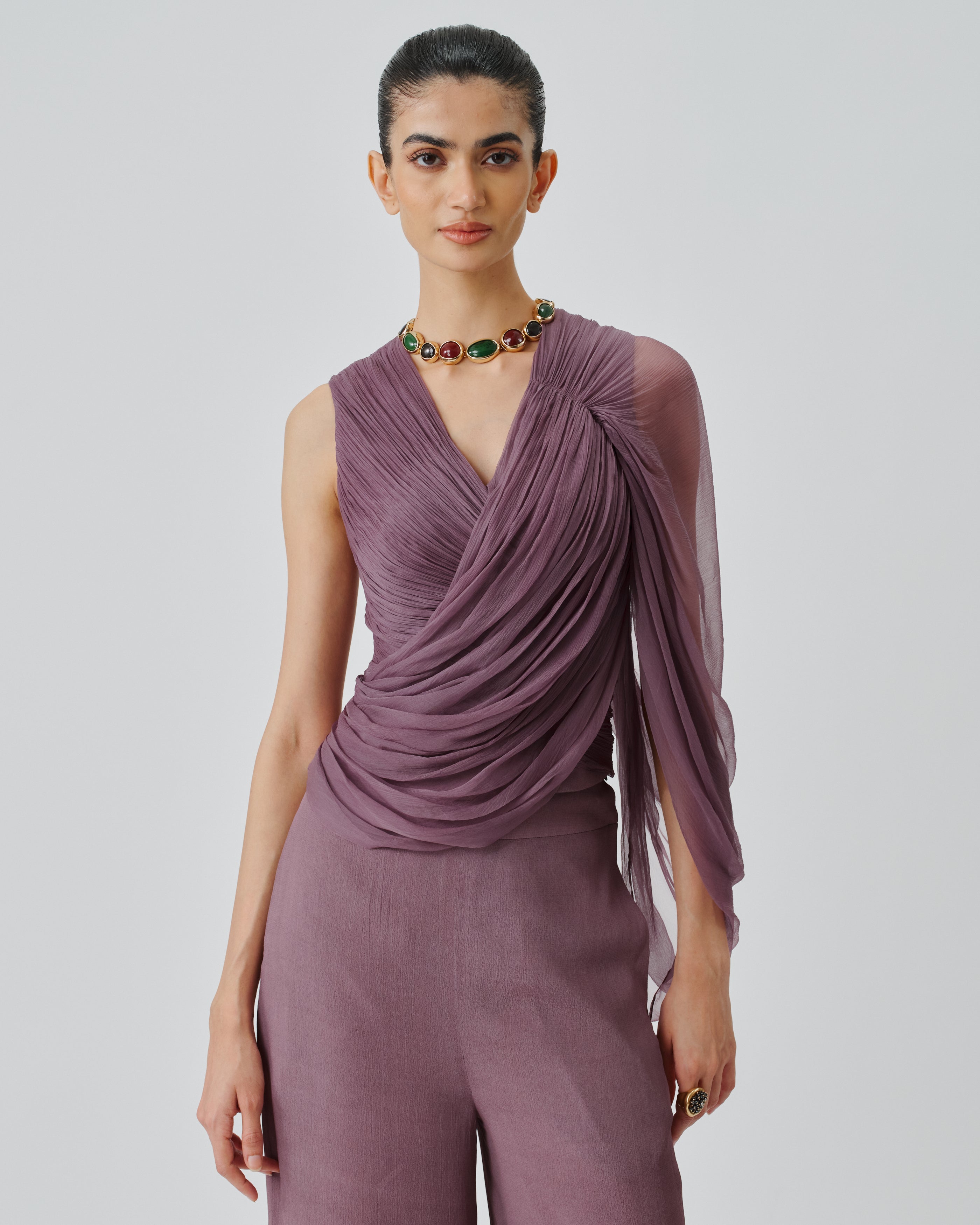 Mauve ruched top