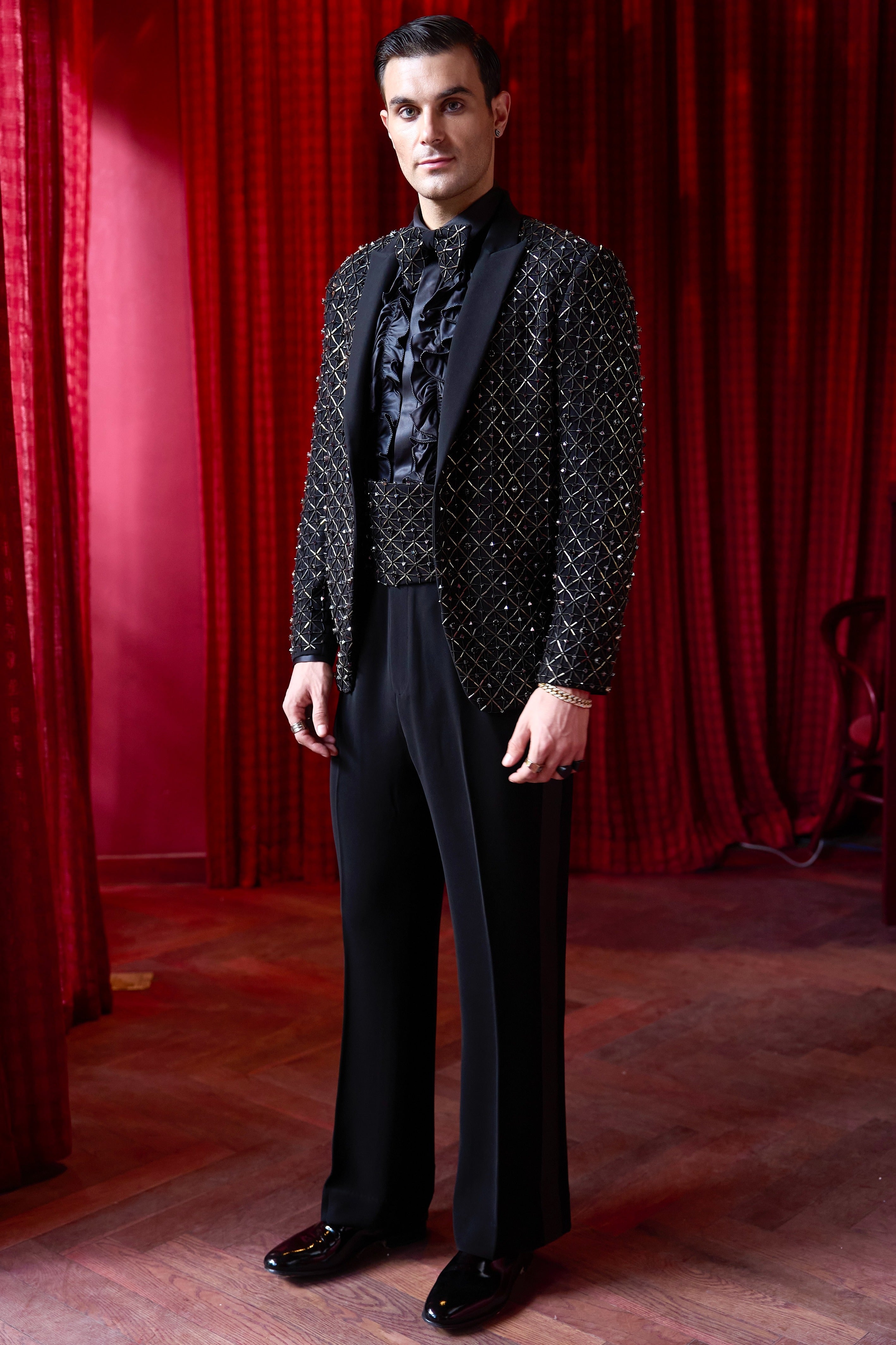 Midnight Nexus Embroidered Tuxedo Set