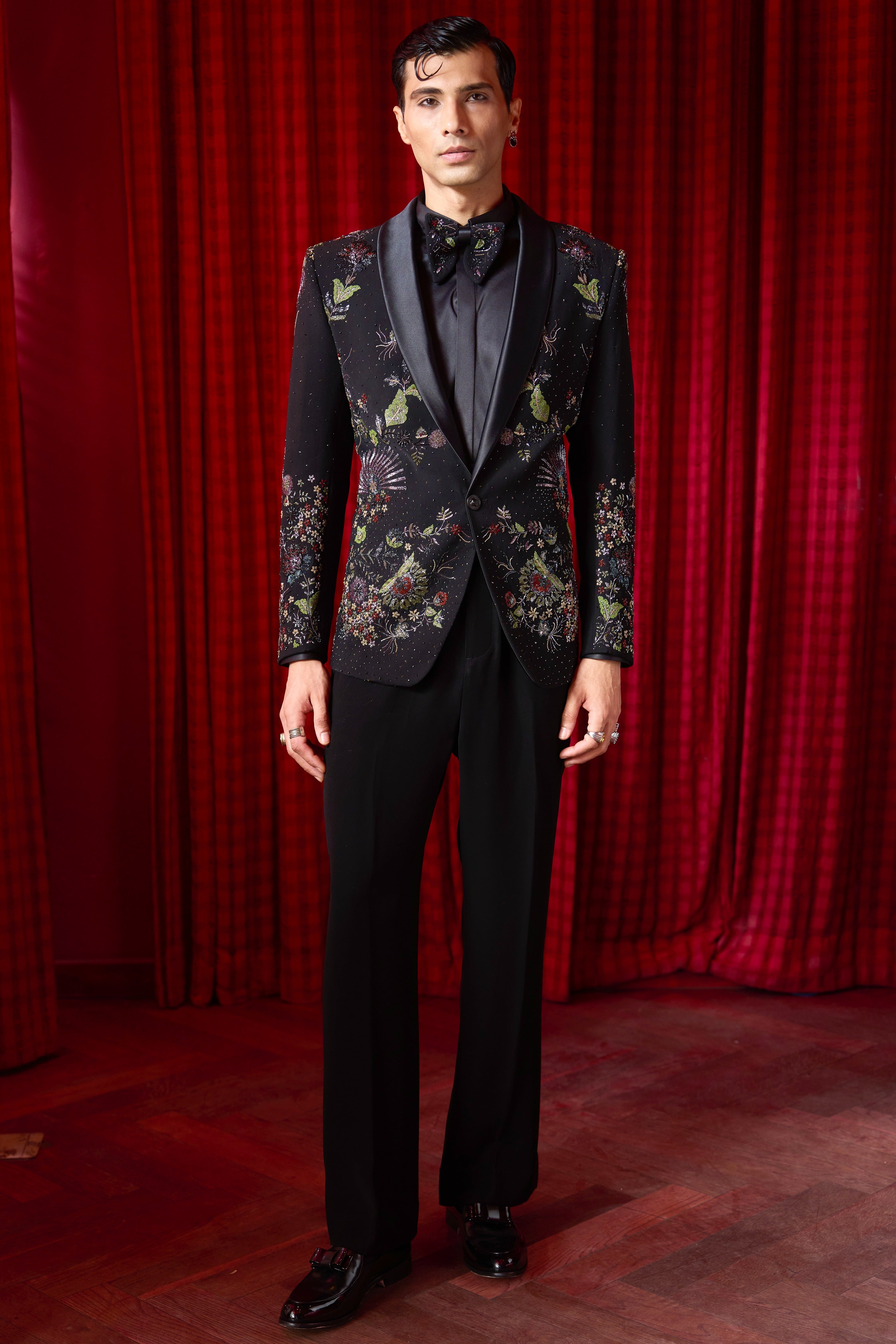 Garden of Midnight Embroidered Tuxedo Set