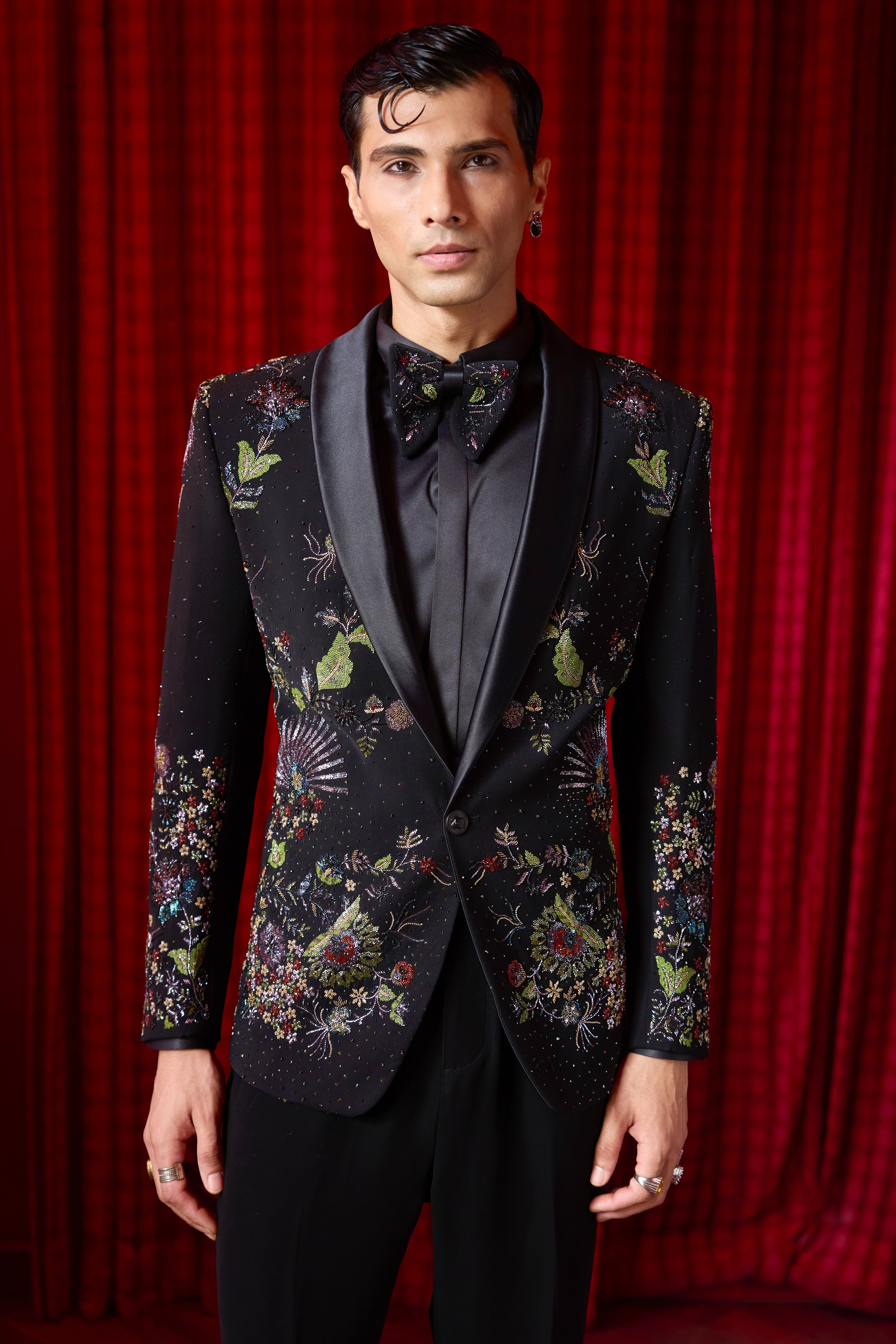 Garden of Midnight Embroidered Tuxedo Set