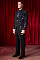 Aurora Noir Embroidered Tuxedo Set