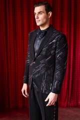 Aurora Noir Embroidered Tuxedo Set