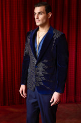 Astraeus Blue Embroidered Tuxedo Set