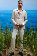 Natural Beige Voyager Linen Blazer