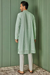 Paisley Perfection: Sky Blue Chanderi Silk Embroidered Kurta