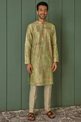 Olive Abstract Sequins Dream Chanderi Silk Kurta