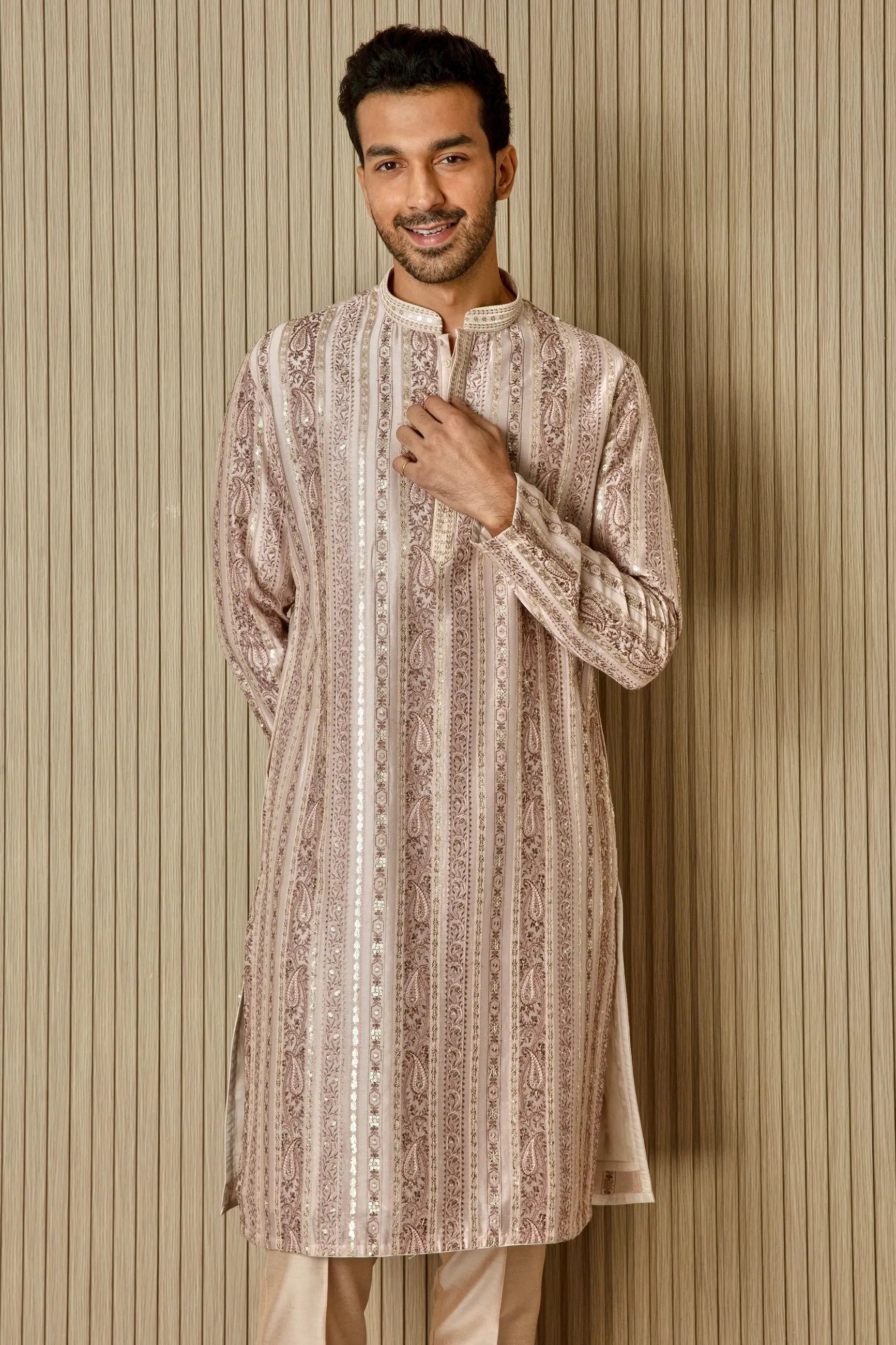 Peach Sequin Radiance Chanderi Silk Kurta