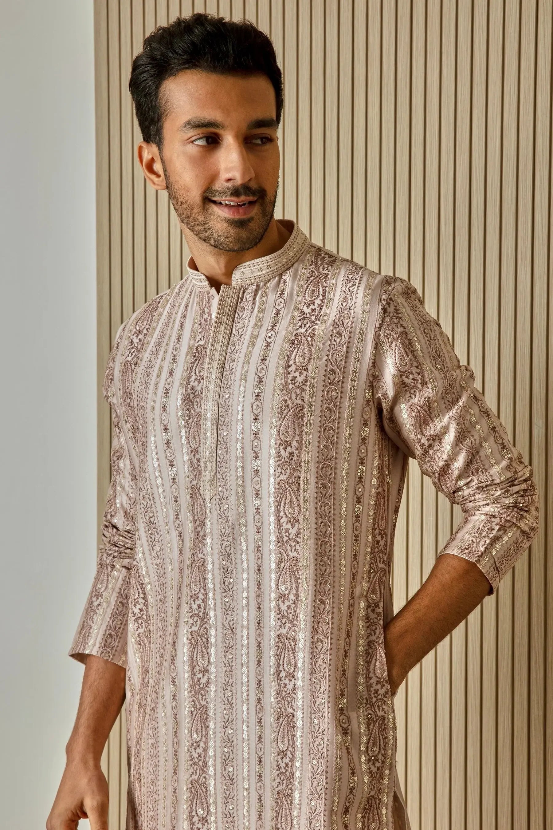 Peach Sequin Radiance Chanderi Silk Kurta