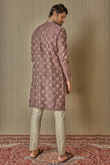 Chakra Symphony: Jacquard Silk Print Motif Kurta