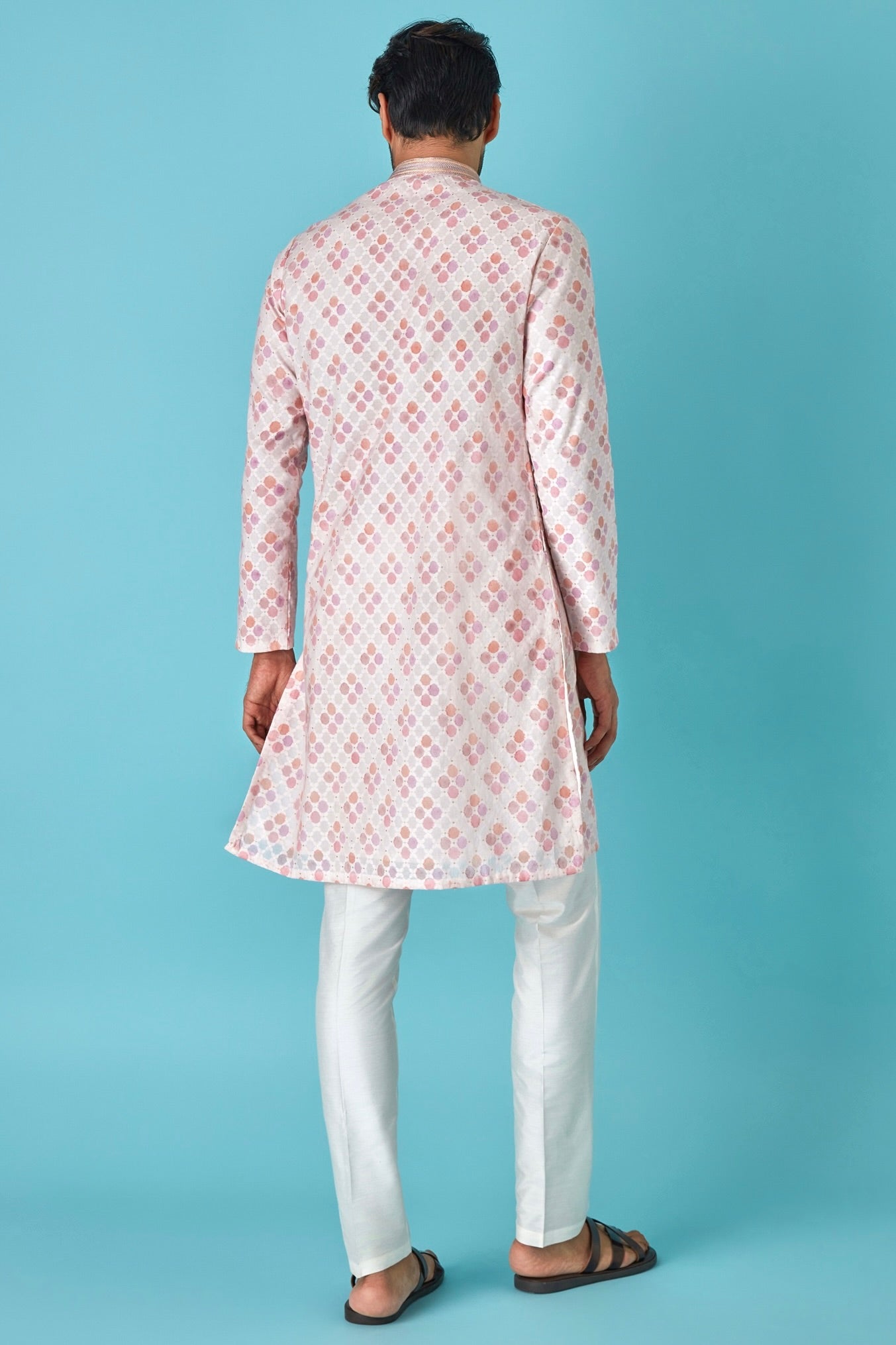 Offwhite Paradise: Multicolour Chanderi Jacquard Kurta