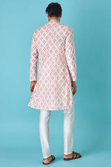 Offwhite Paradise: Multicolour Chanderi Jacquard Kurta