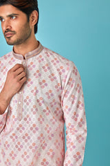 Offwhite Paradise: Multicolour Chanderi Jacquard Kurta