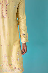 Yellow Charm: Mirror Chanderi Silk Kurta