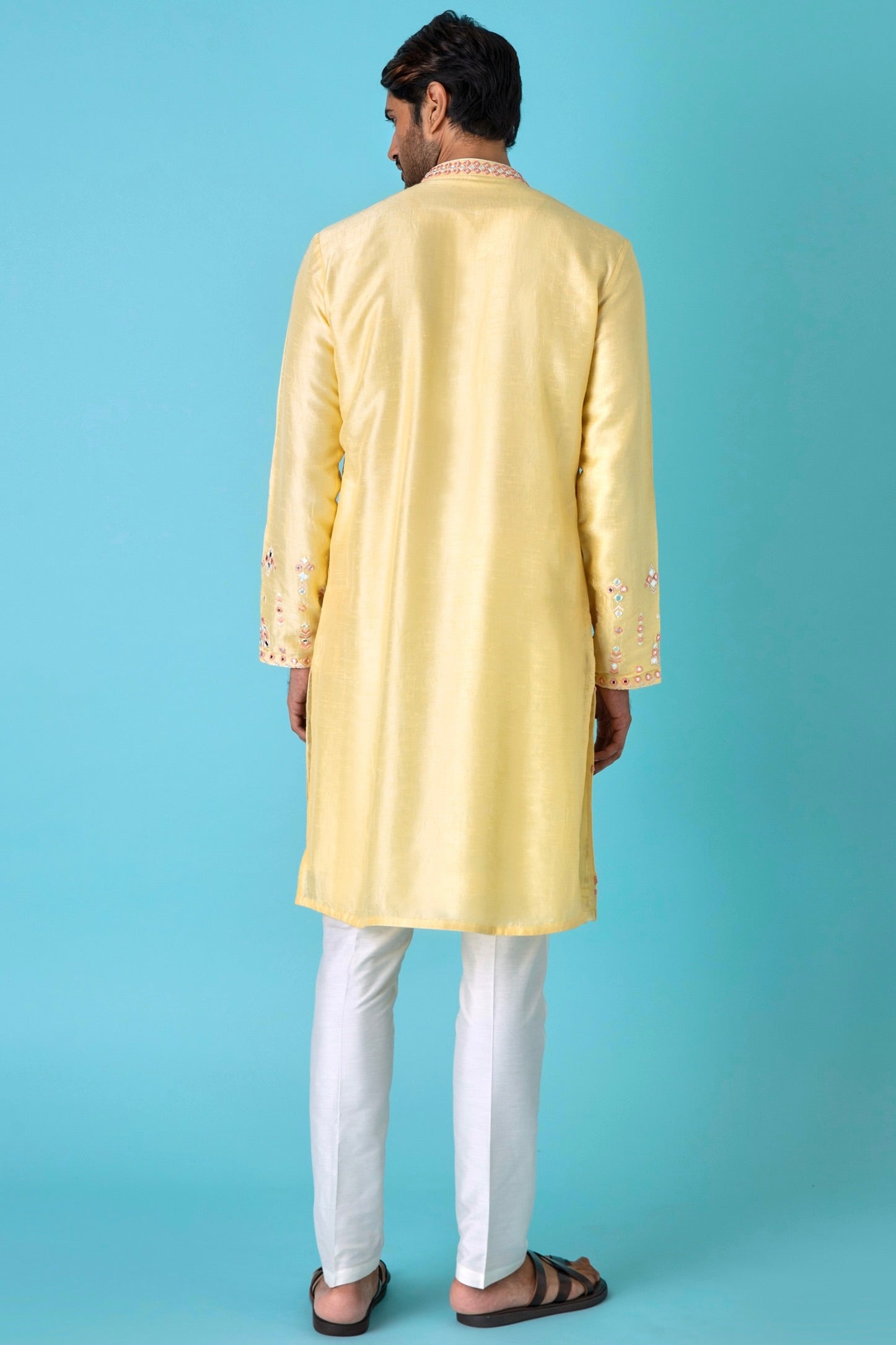 Yellow Charm: Mirror Chanderi Silk Kurta