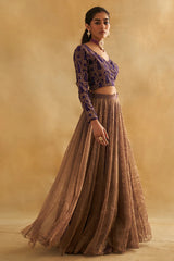 Zari Tissue Gold Kalidaar Lehenga with Raw Silk Angrakha Blouse & Organza Dupatta