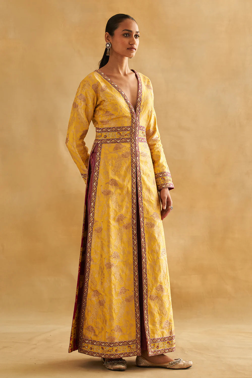 Tilfi Benarasi Peacock Jaal Jacket & Zari Tissue Flared Pants