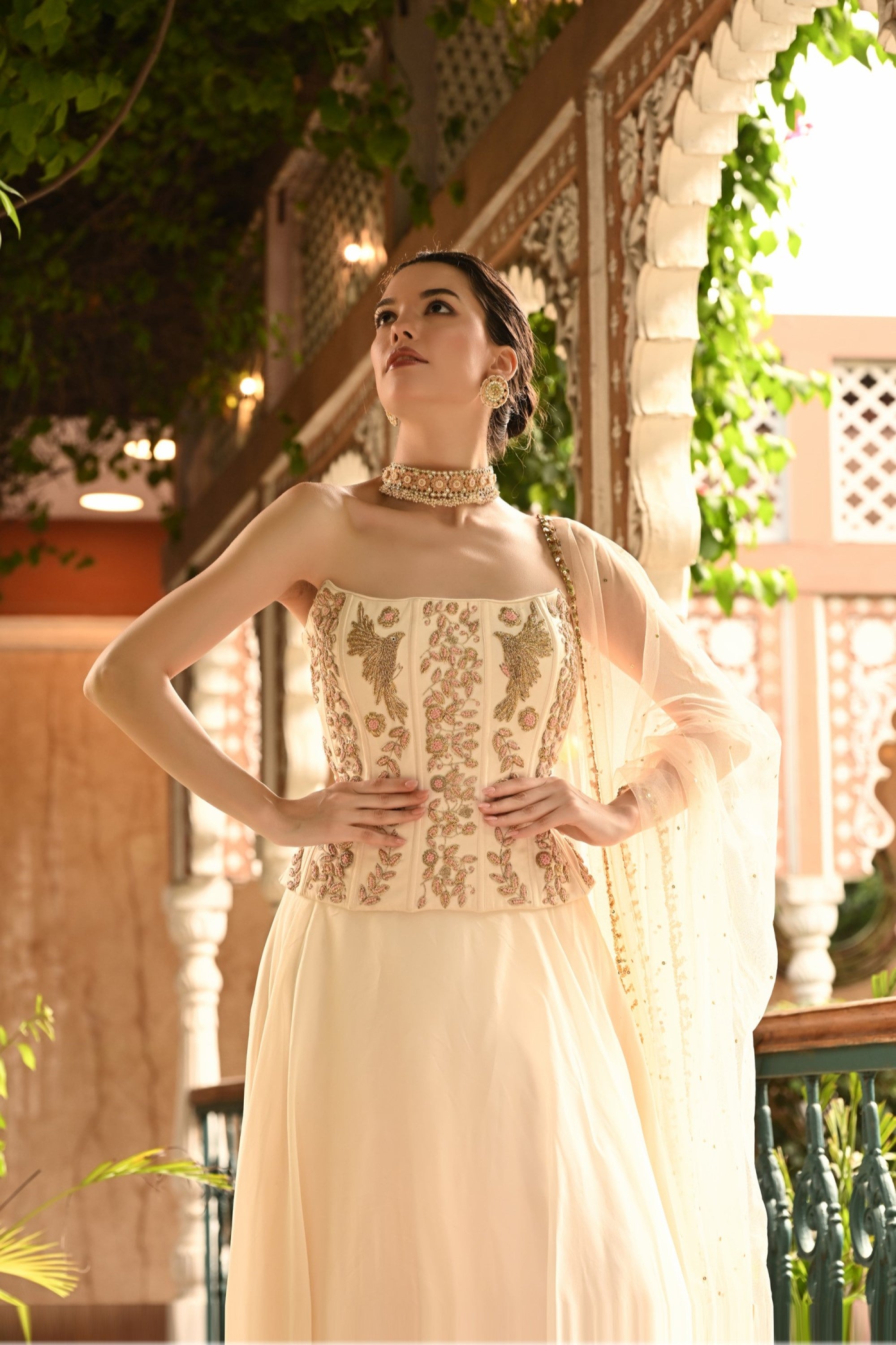 IVORY INDO WESTERN LEHENGA SET