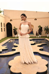 IVORY COLOR INDO WESTERN SHARARA SET