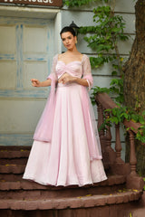 PINK COLOR INDO WESTERN LEHNGA SET