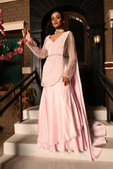 PINK COLOR PRE DRAPPED INDO WESTERN SAREE