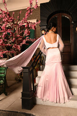 PINK COLOR PRE DRAPPED INDO WESTERN SAREE