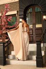 IVORY PRE DRAPPED INDO WESTERN SAREE