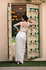 IVORY COLOR INDO WESTERN SKIRT DRESS