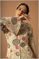 beige embroidered jacket with lehenga and dupatta