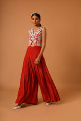Red embroidered jumspsuit