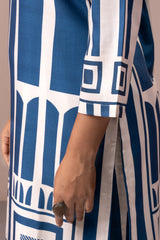 BLUE WOMEN PRINTED KURTA SET