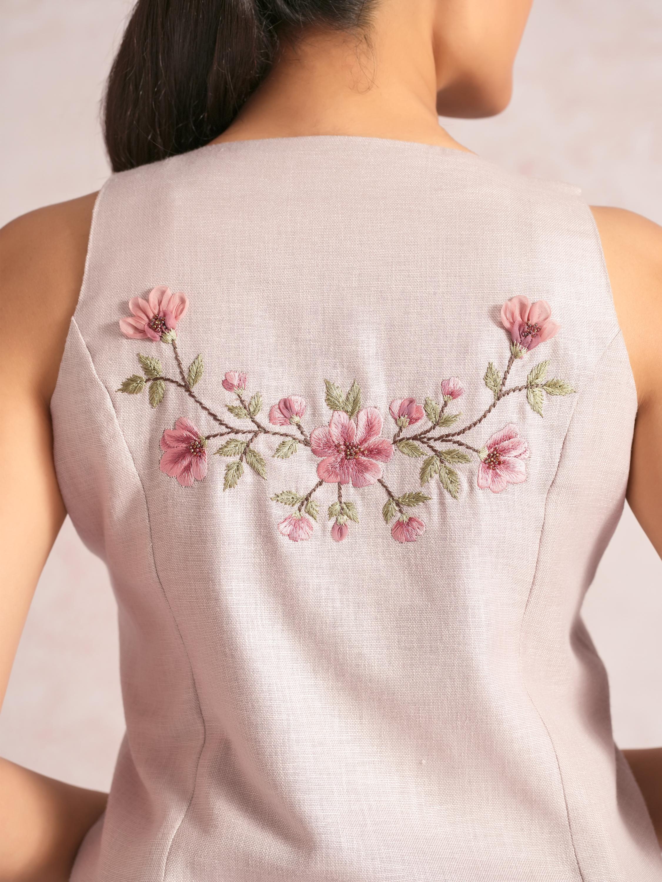 Blush Vines Waist Coat Co-ord set