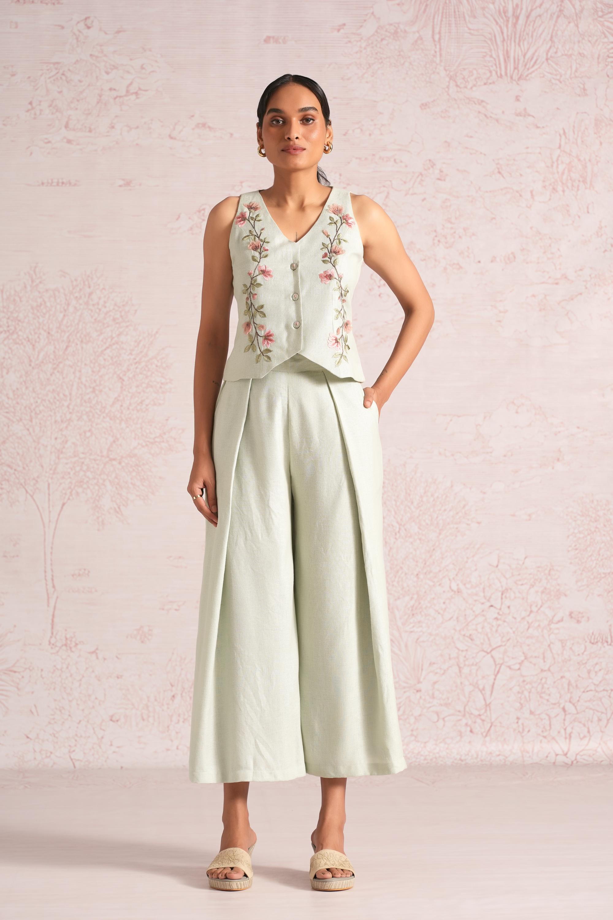 Blush Vines Waist Coat Co-ord set
