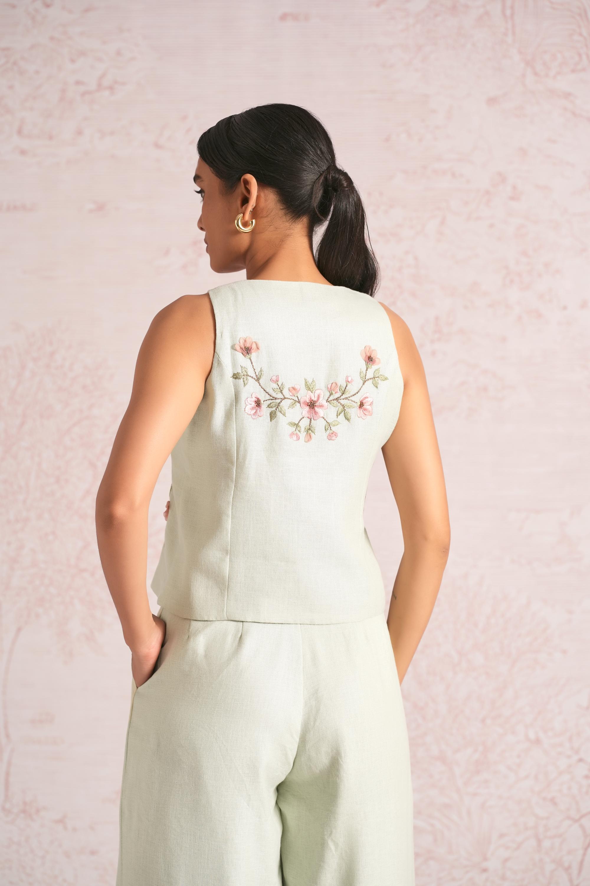 Blush Vines Waist Coat Co-ord set