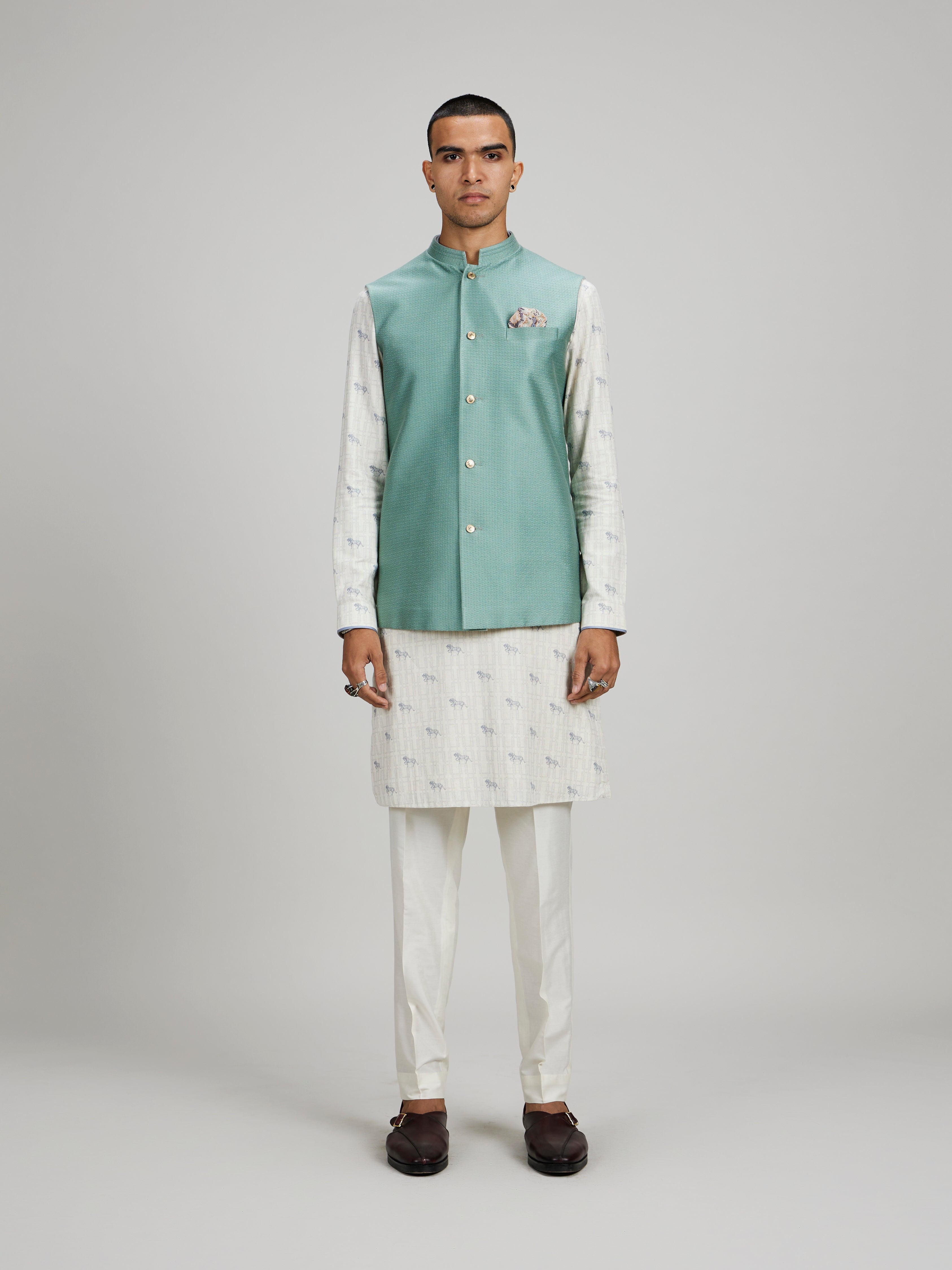 Sage classic printed bandhi jacket