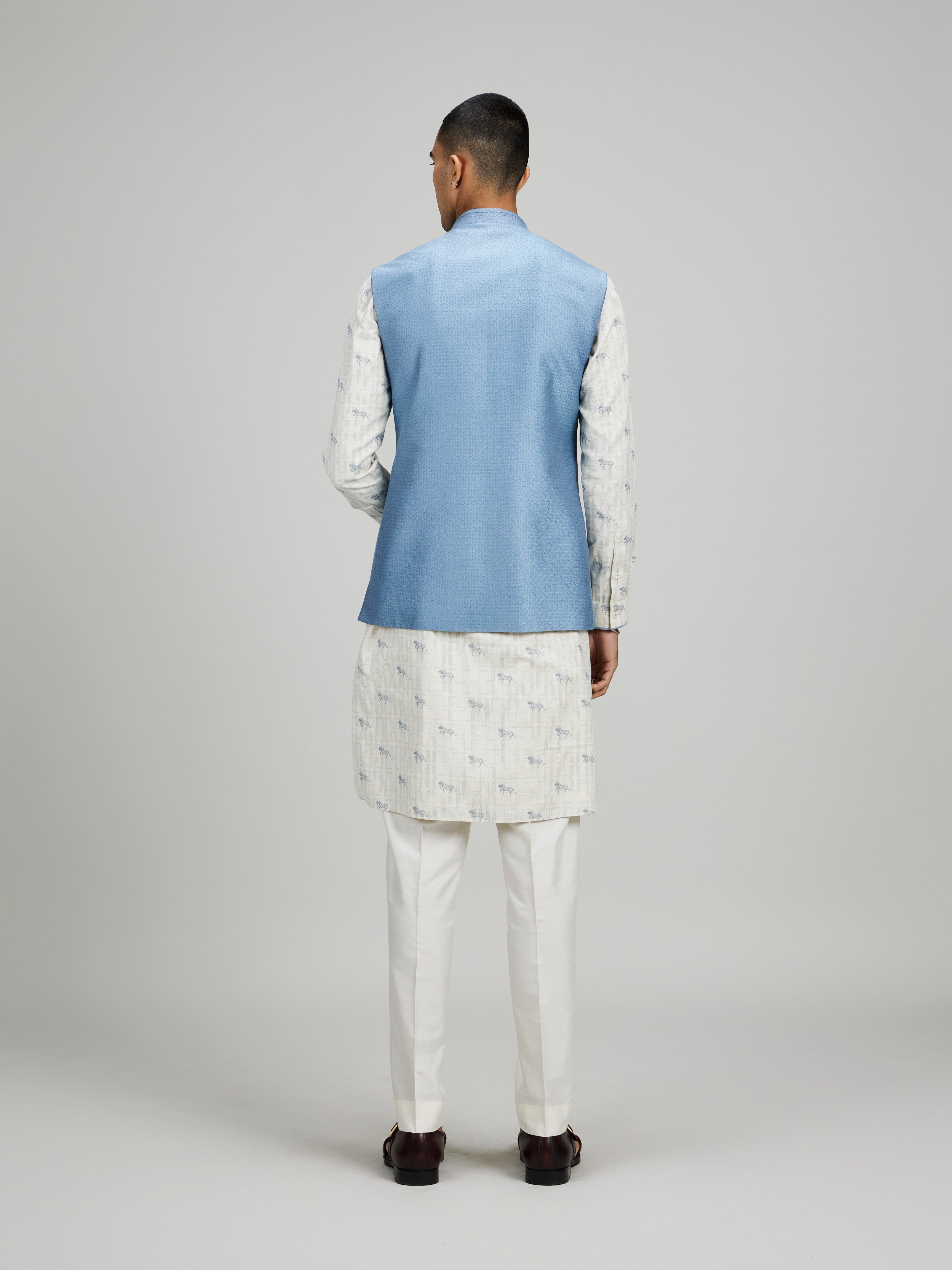 Ash blue classic printed bandhi jacket