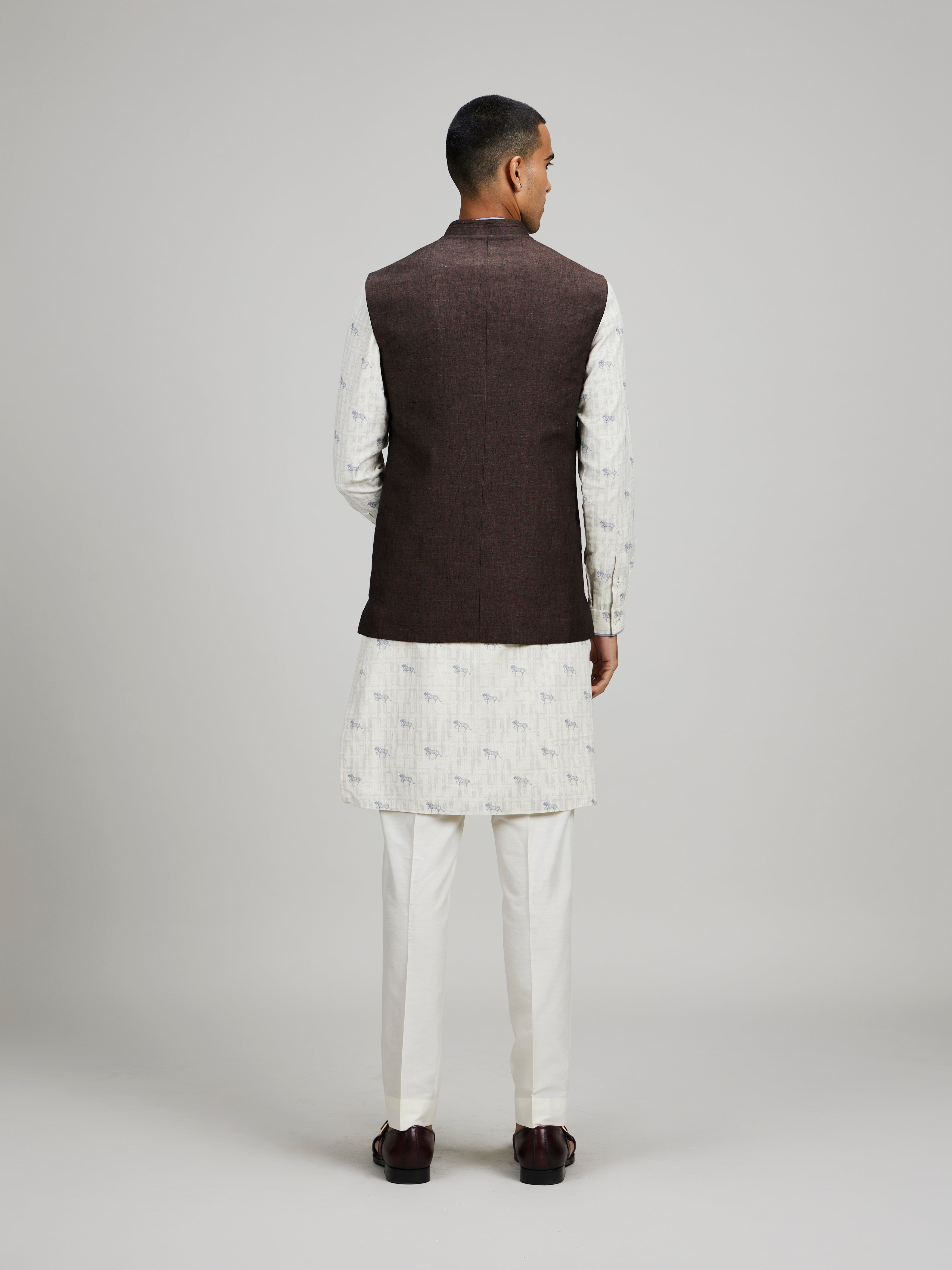 Brown linen classic bandhi jacket