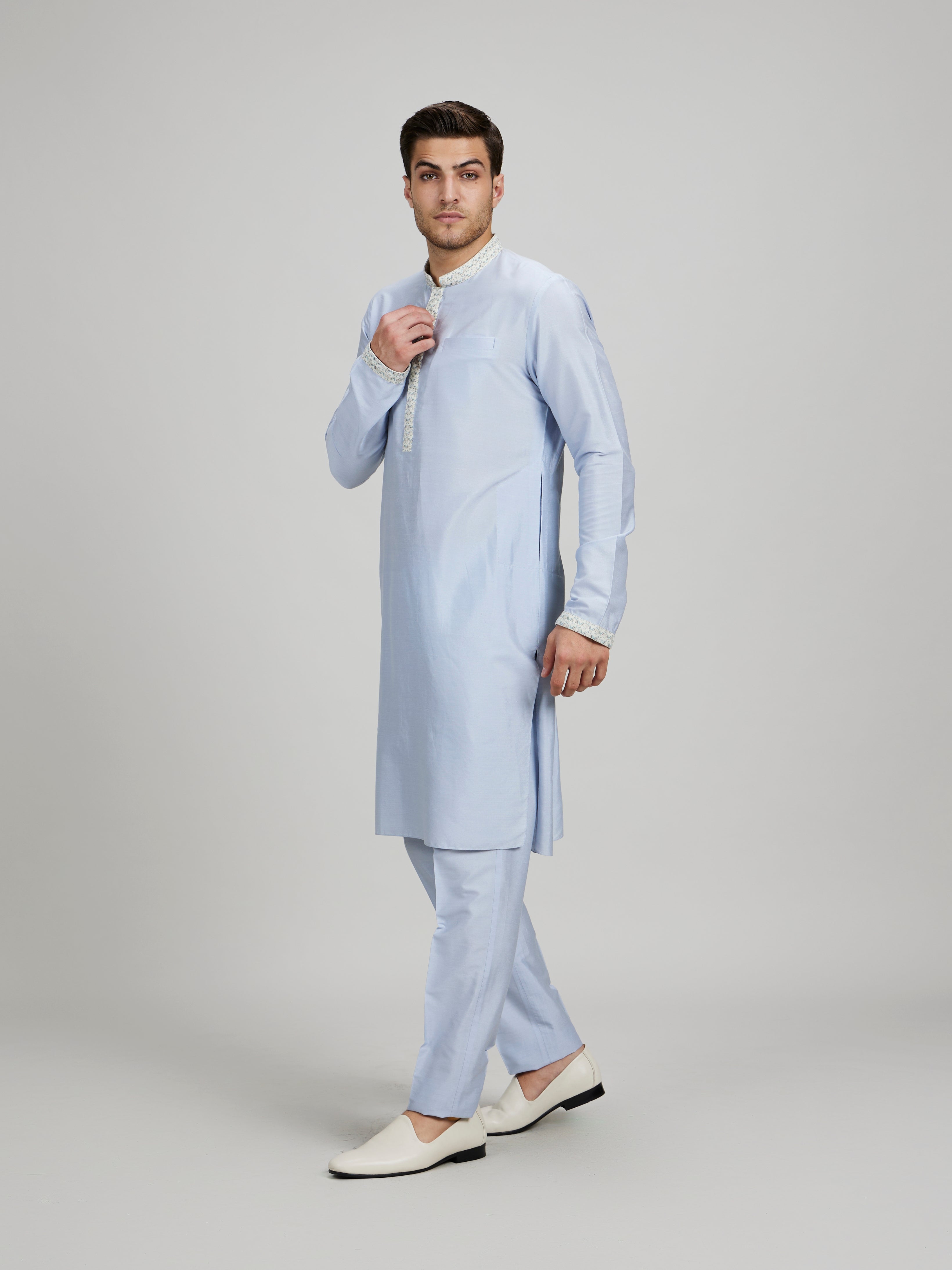 Ash blue griffin printed dashiki kurta set