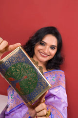 ETHNIC PEACOCK ENGRAVED BRASS CLUTCH