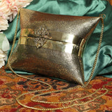 ETHNIC BRASS BAG WITH INTRICATE PATTERN IN GOLD FINISH