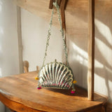 ETHNIC GHUNGROO BRASS BAG IN SILVER FINISH